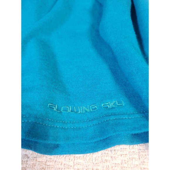 Glowing Sky Merino Wool Dark Teal Zip Up Hoodie Sweatshirt Cropped Sz 18/XL - Picture 8 of 12